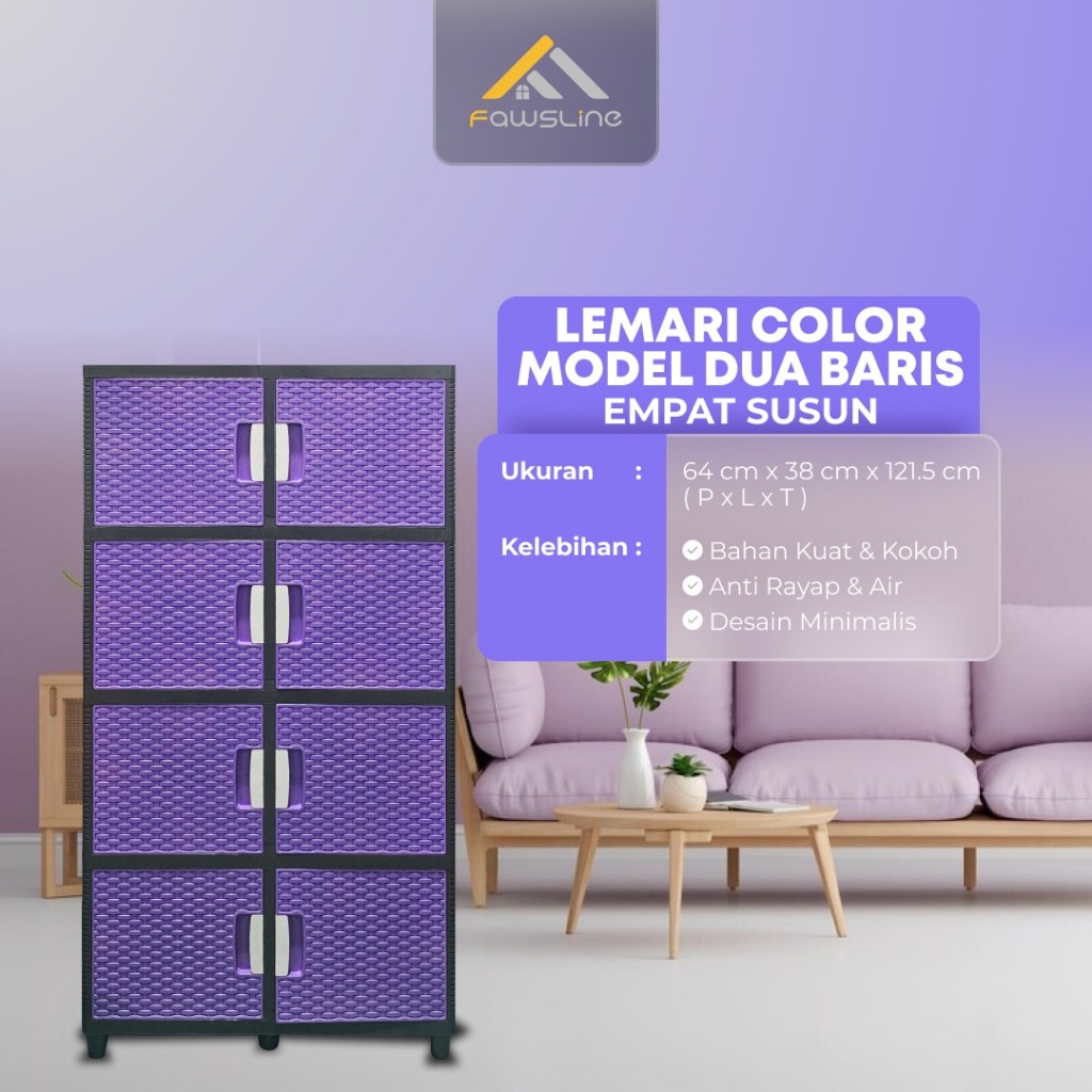 Lemari Fawsline Jumbo 4 susun | lemari fawsline color 4 susun Lemari 4 Tingkat BATAM