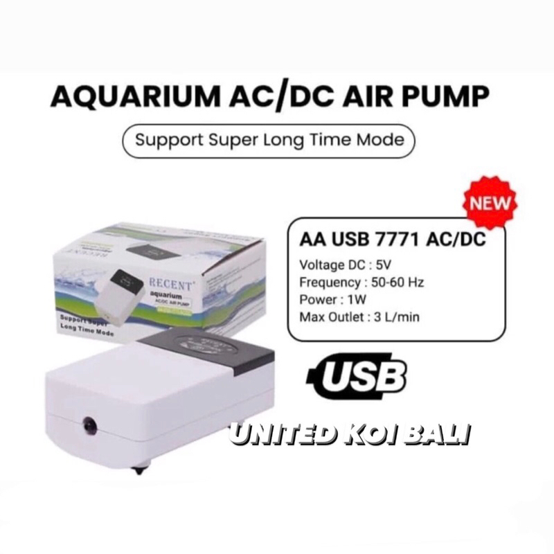 AIRPUMP RECENT USB 7771 AC/DC ACDC EMERGENCY AERATOR UDARA AERATOR POMPA UDARA AQUARIUM AQUASCAPE