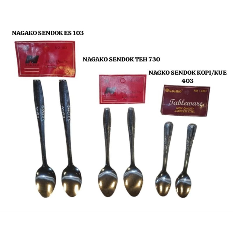 Nagako dan GSF Sendok Makan Teh Kopi Es Teh panjang 12pc/set mini kecil imut garam gula micin Tempat