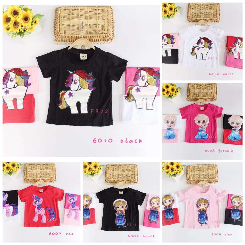 [GAYA GAYA] Atasan / kaos anak cewek kekinian UNICORN/LITTLE PONY/ELSA/ANNA TEE import bagus lucu