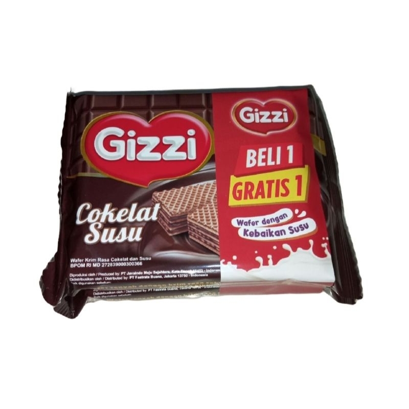 Gizzi Wafer Coklat Susu 122 gr / Biskuit Wafer Gizzi Coklat Susu 122 g