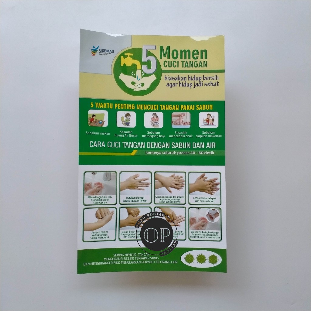 

Stiker 5 Momen Cuci Tangan - Cara Cuci Tangan Pakai Sabun dan Air - Cuci Tangan RT