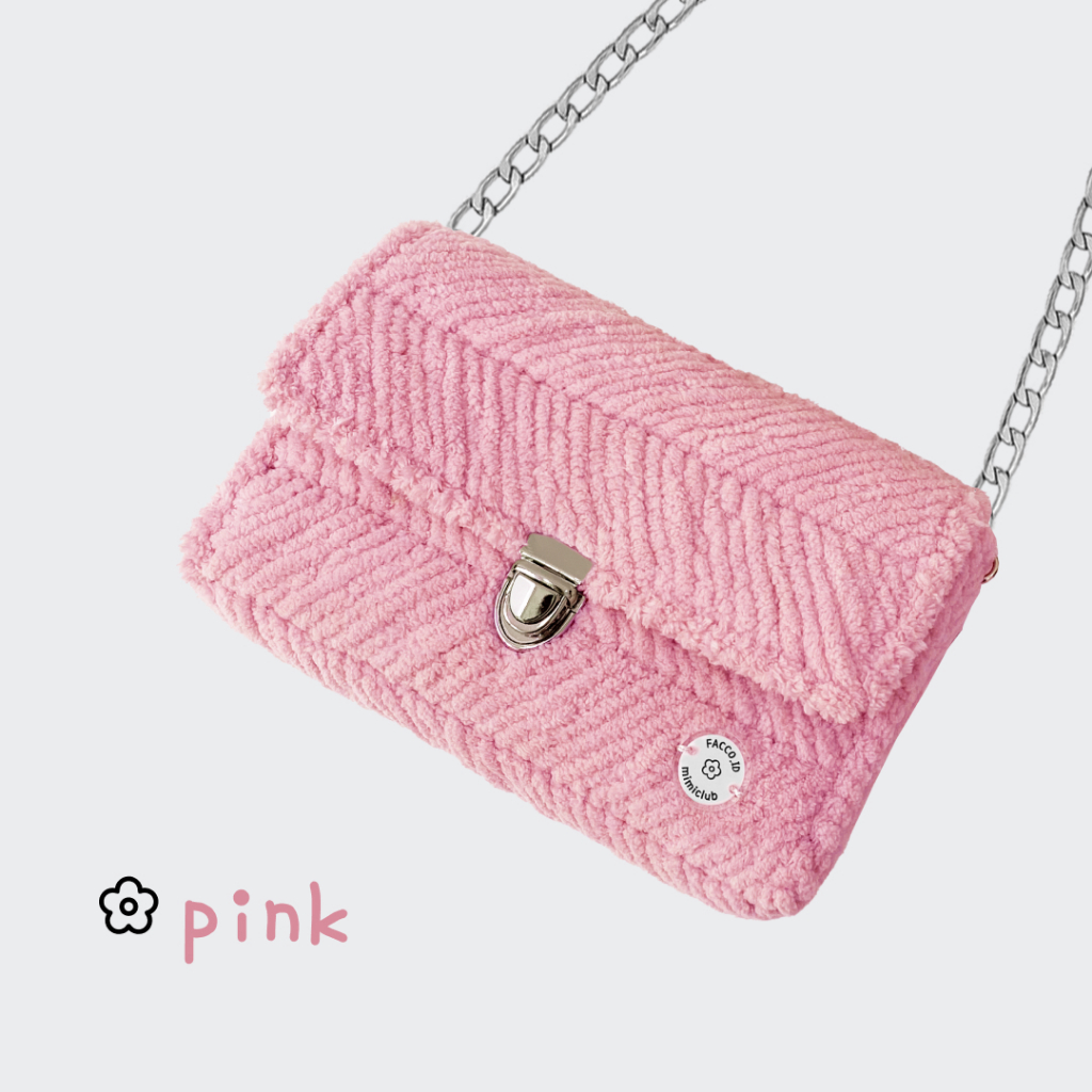 Chloe Fluffy Clutch PINK / Crochet Bag / Tas Rajut / Tas Pesta Wanita / Clucth Pesta Wanita / Clutch