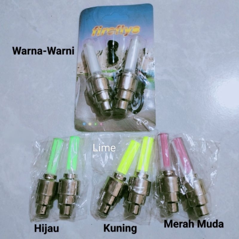 Tutup Pentil LED Ban Motor Sepeda | Warna Warni / Hijau / Kuning / Merah Muda
