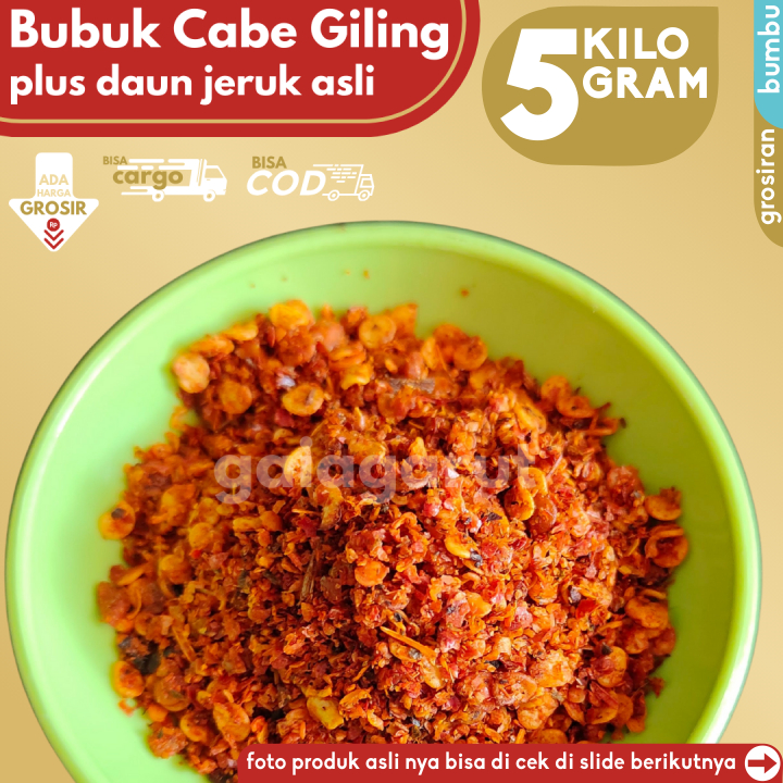 

1 BALL - 5KG Bumbu Bubuk CABE WANGI JERUK 5x1Kg Gilingan Kasar by Gaiagarut