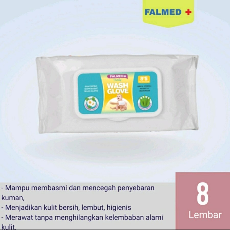 FALMED WASH GLOVES BABY 20s / KANTUNG SEKA - ISI 8 LEMBAR