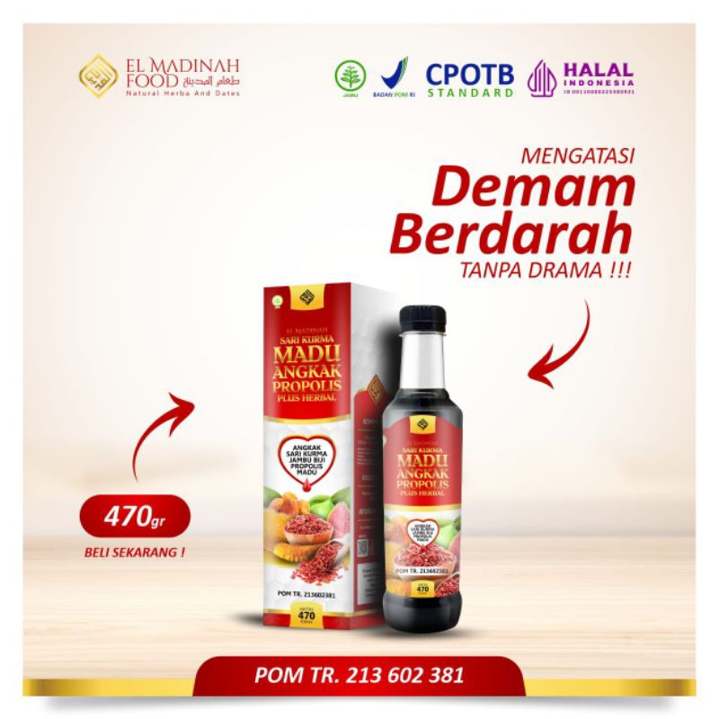 

Sari Kurma Madu Angkak Propolis Plus Herbal Elmadinah 470 gram