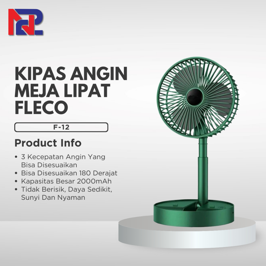 FLECO Kipas Angin Lipat | Kipas Angin Meja | Kipas Angin Portable Putar 180° Portable Mini Fan Batte