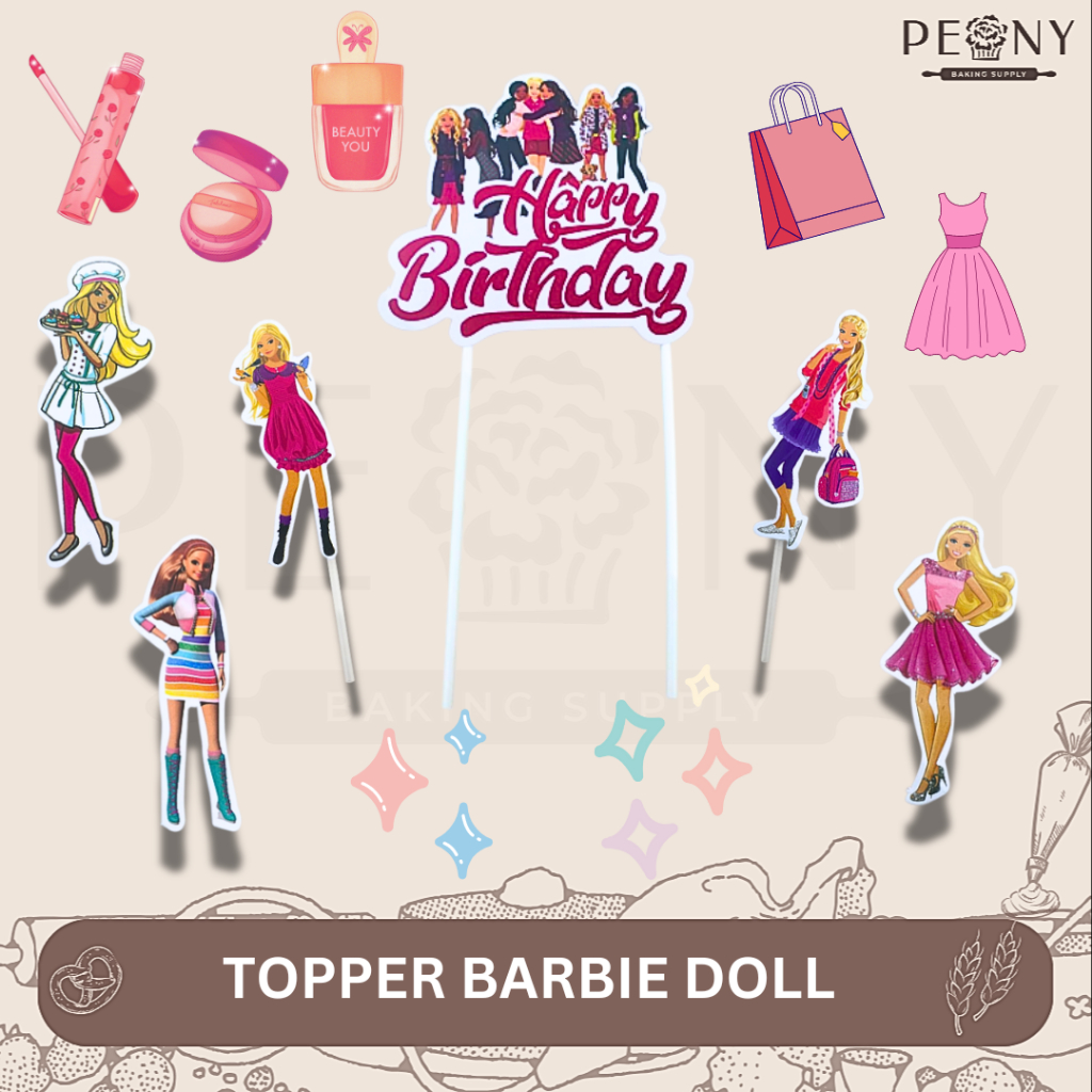 TOPPER KUE BARBIE DOLL/TOPPER FOR CAKE/TOPPER BARBIE THEMES