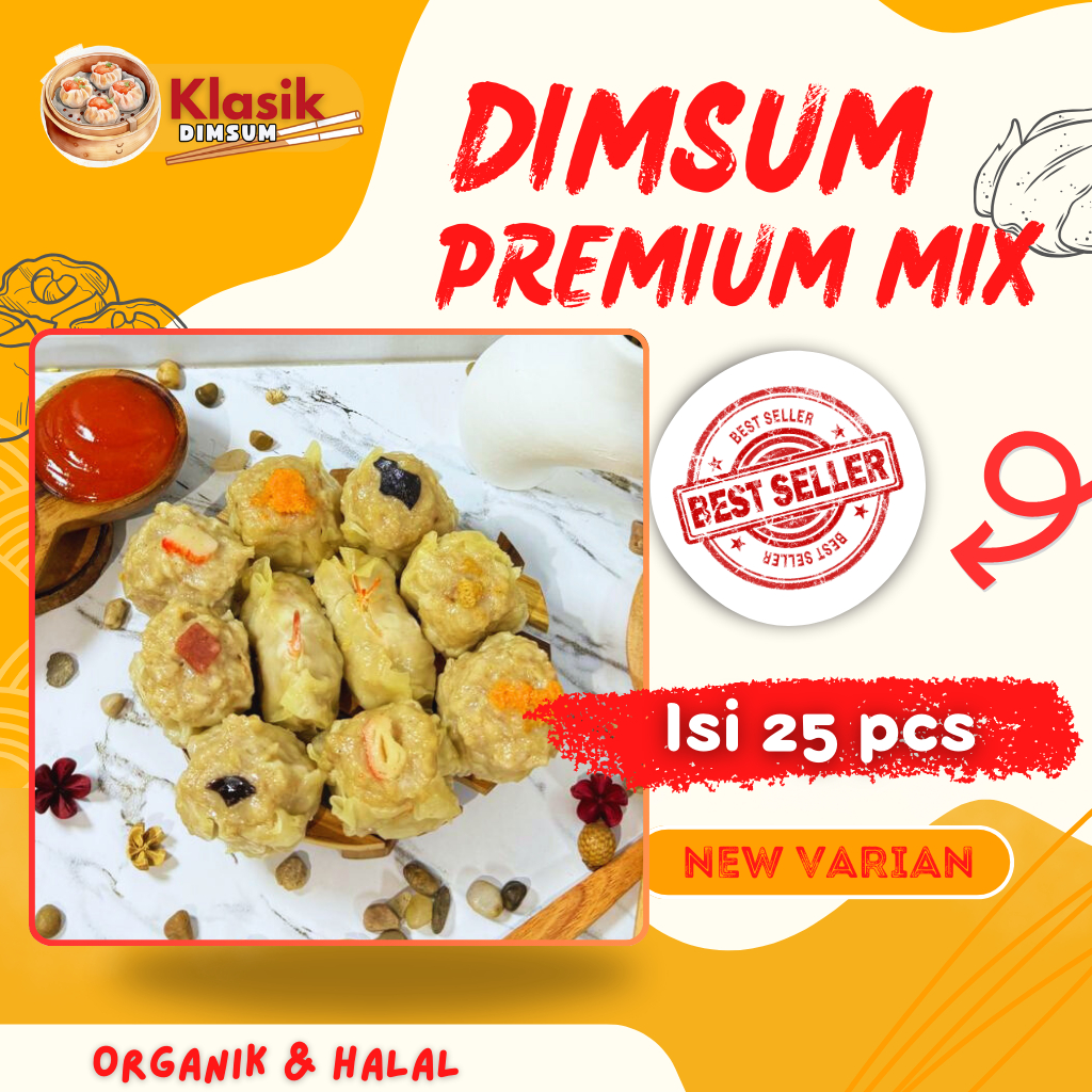 

Dimsum Isi 25pcs Gurih dan Lezat! MIX Free Saus Merah & Lada Hitam Premium & Halal