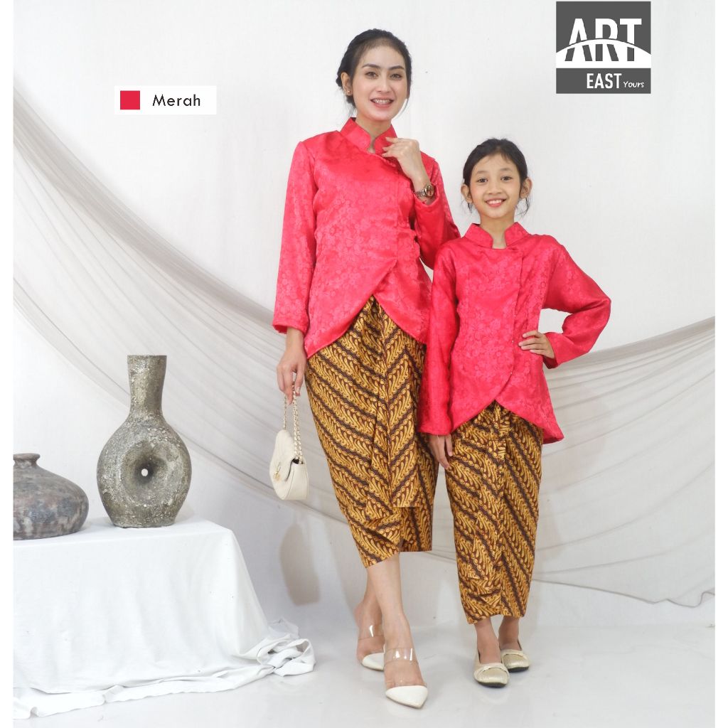 Setelan Kebaya Janggan Gadis Kretek Couple Mom & Kids Kebaya Jeng Yah Merah