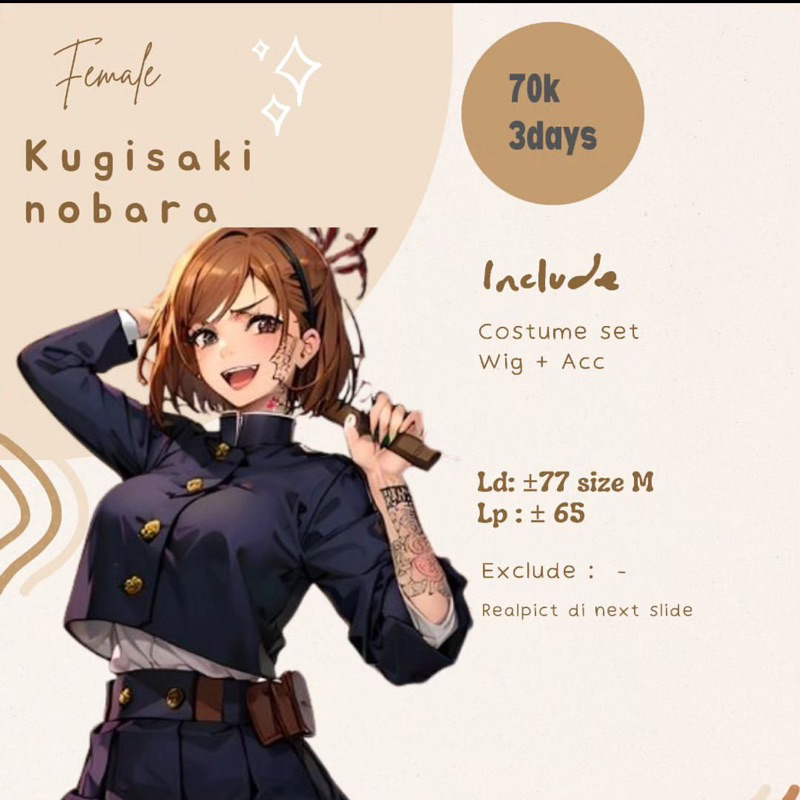 rental costum cosplay kugisaki nobara