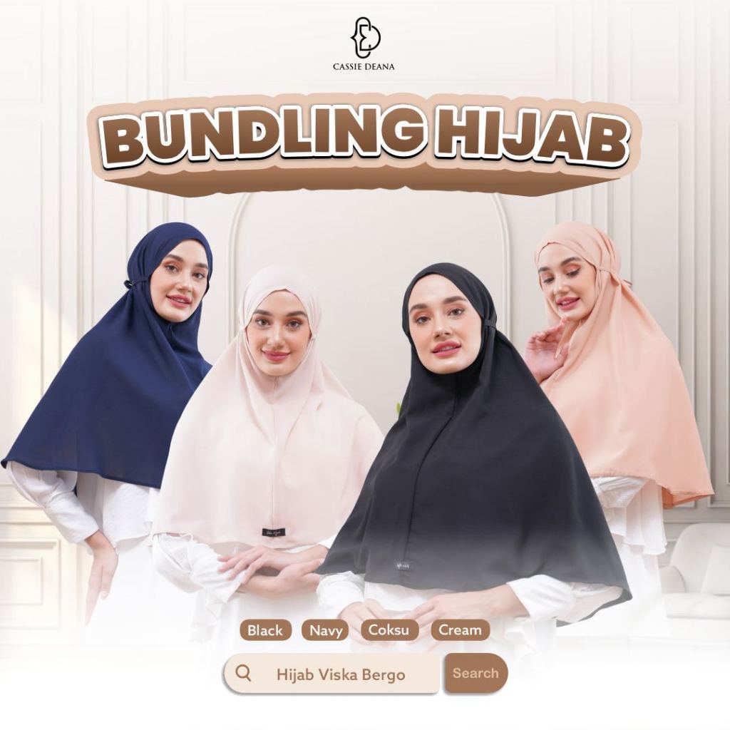 Promo... Buy 1 Get 4 Jilbab Instan Bergo Tali Non Ped Viska Hijab Diamond Strech Kerudung Instant Pr