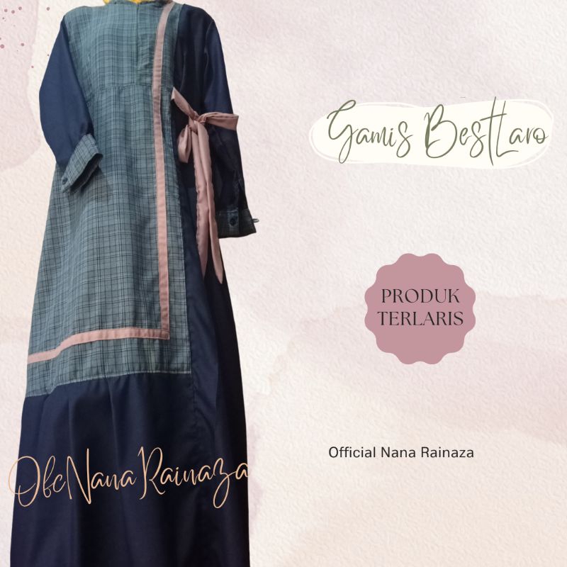 Gamis BestLaro Premium Kekinian Bahan Kain Toyobo Tojiro dan Katun Madina Motif Kotak