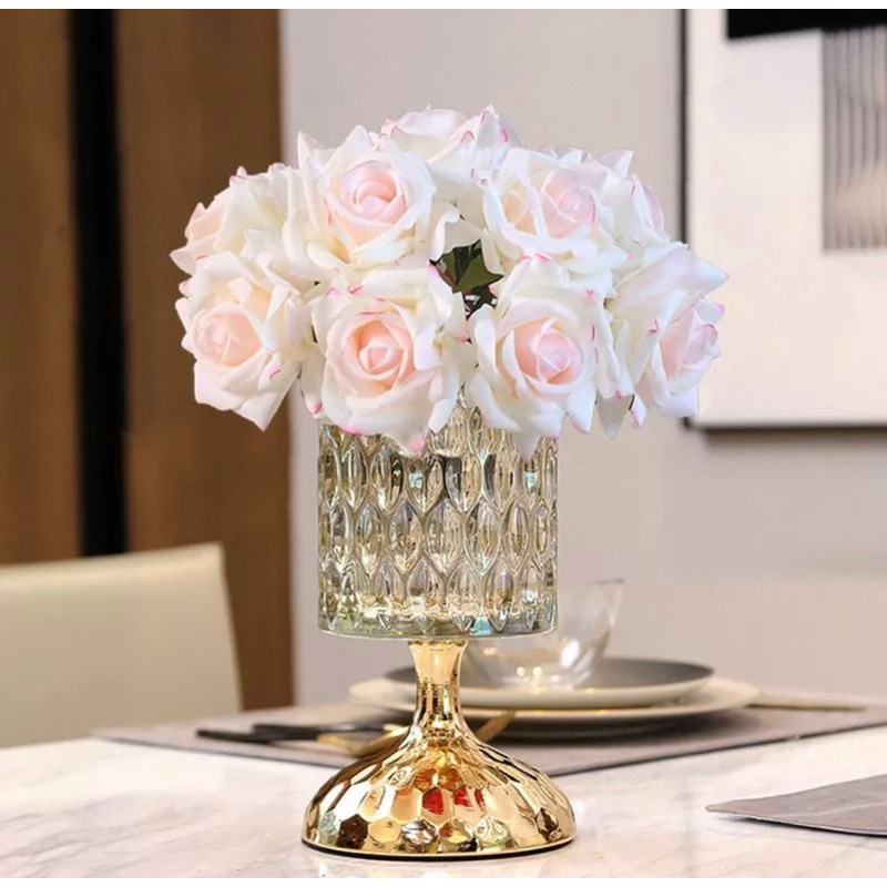 Kristal mewah ruang tamu kelas atas pengaturan bunga meja makan meja makan kabinet TV meja kopi vas 