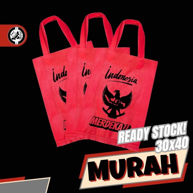

Spesial Tas Agustusan Kemerdekaan Dirgahayu HUT Indonesia Termurah Terlaris Bahan Spunbond Kuat Tali Press 30x40x8 Merah Motif Garuda