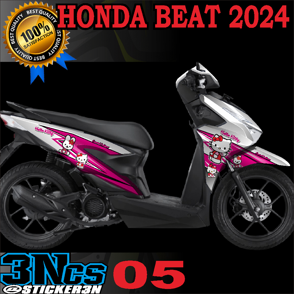 decal honda beat keyless 2024 fullbodi hellokitty, sticker variasi fullbodi hellokitty honda beat ke