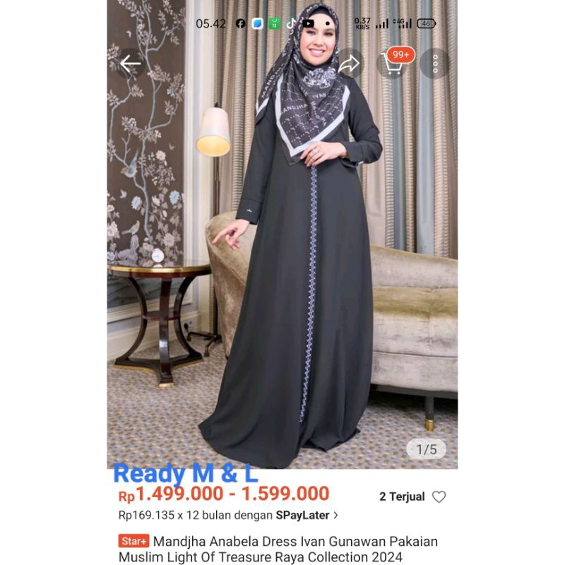 Mandjha Dress Ivan Gunawan Fashion Original Anabela Size S,M & L Gamis,Size Lainnya Nanti Dicek Stok