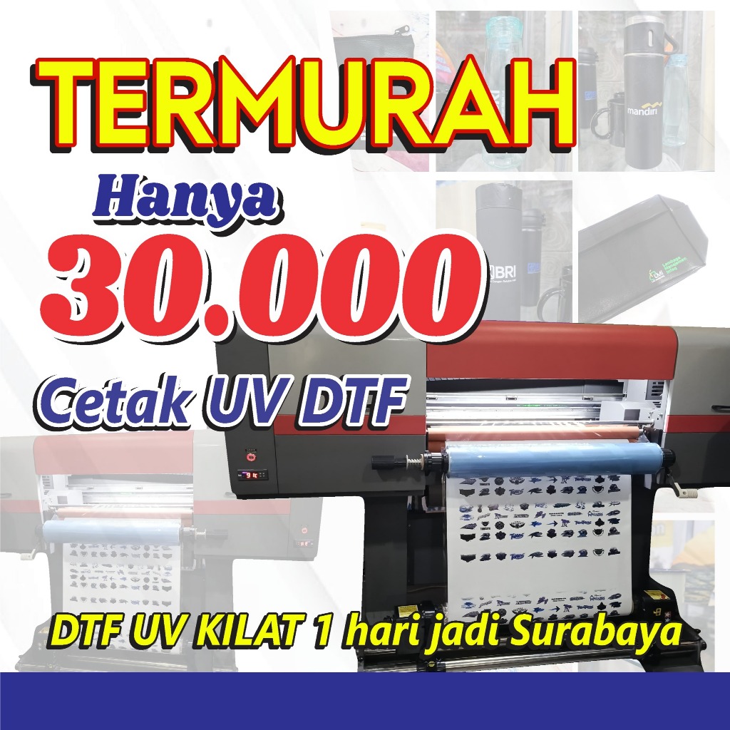 

TERMURAH cetak UV DTF / Decal Kering meteran / DTF UV KILAT 1 hari jadi Surabaya