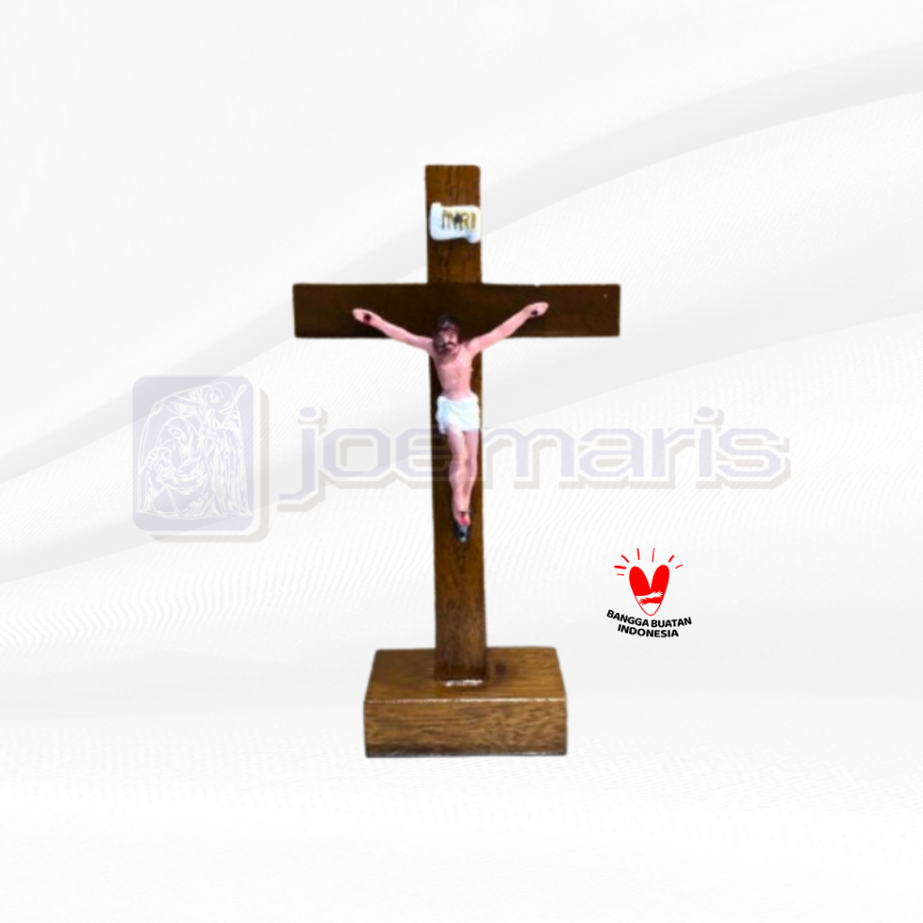 SALIB MEJA KAYU JATI KORPUS RESIN PUTIH 17CM