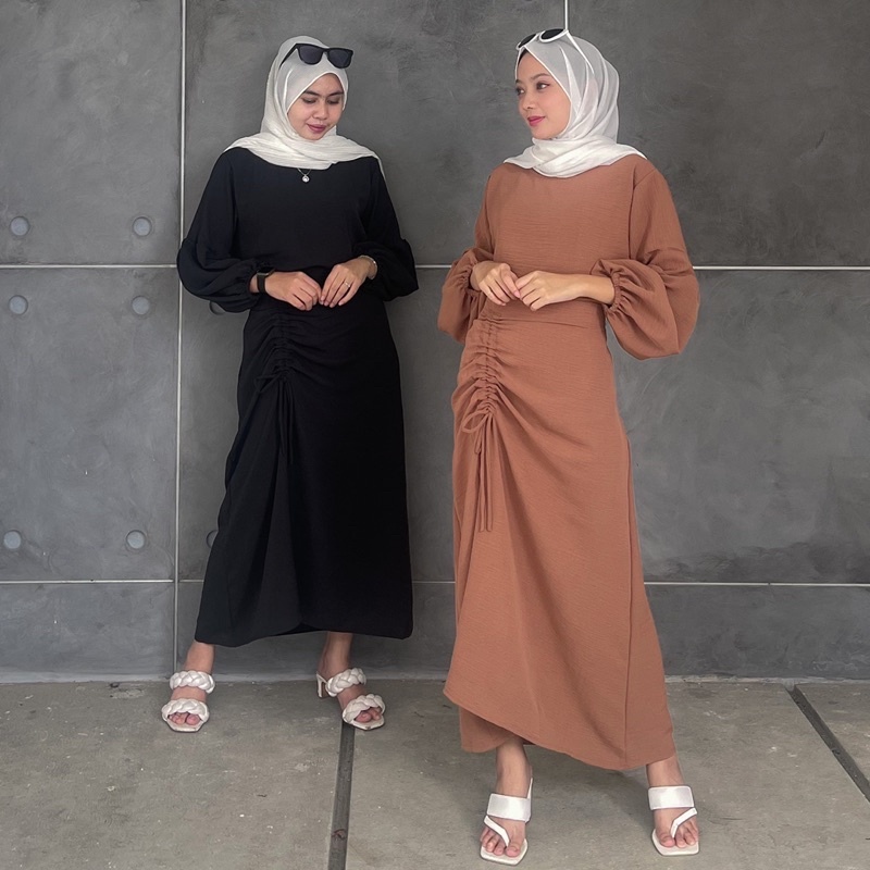 ONE SET NADIA | SET WANITA ROK SERUT & BLOUSE LENGAN BALON FASHION MUSLIM WANITA