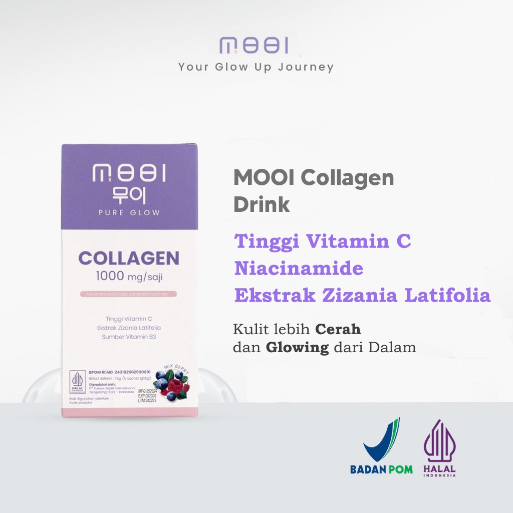 Mooi Collagen Drink with Zizania latifolia Extract - Minuman Kolagen Glutathione Pencerah Ori