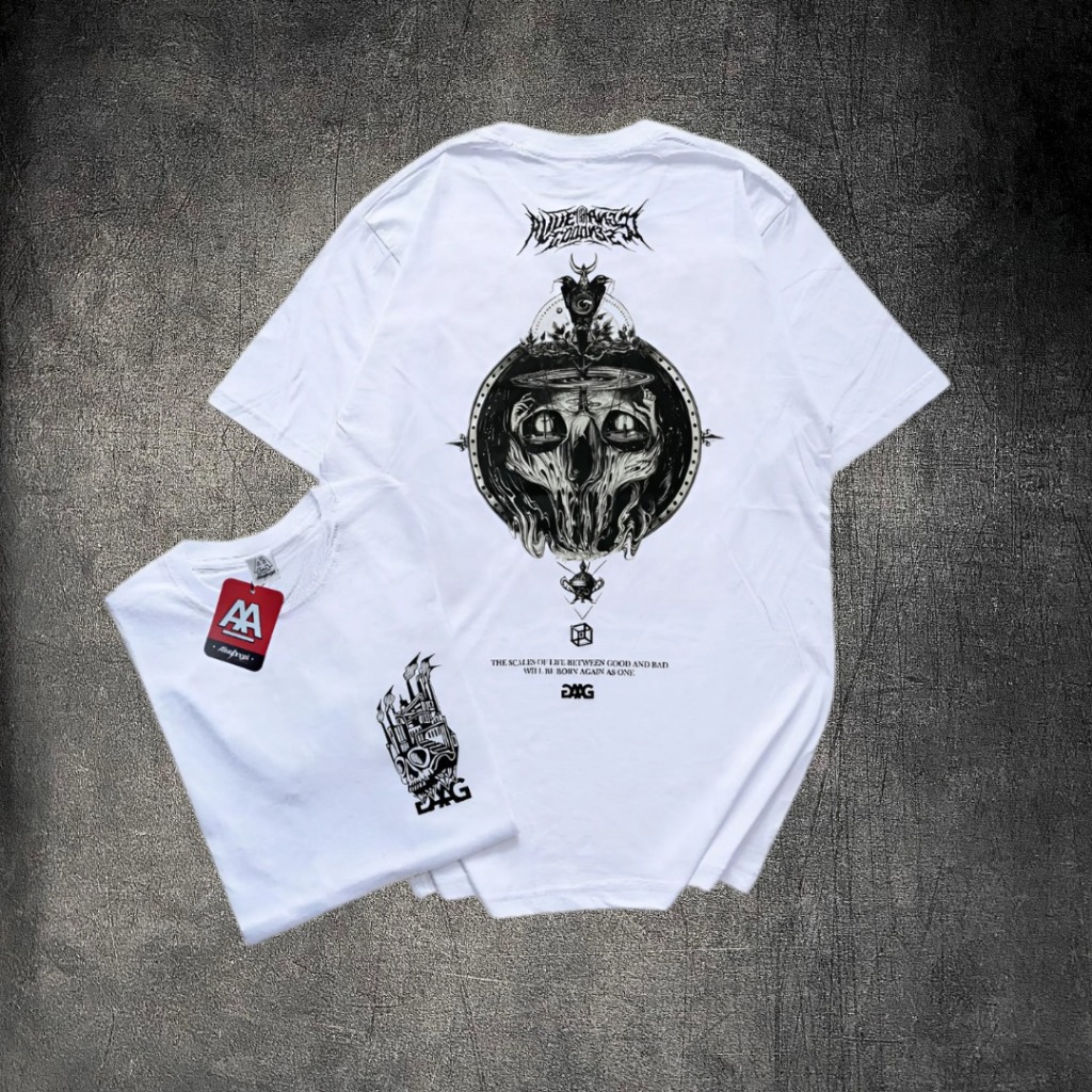 Baju Kaos Distro Pria Katun Lengan Pendek Putih Terbaru Kaos Metal Baju Band Original Distro Justice