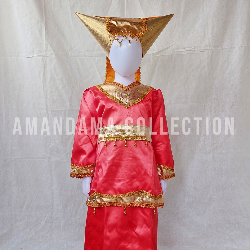 Baju Adat Padang Anak Perempuan Lengkap Aksesoris Tanduk Minang - Baju Tari Adat Padang Anak - Baju 