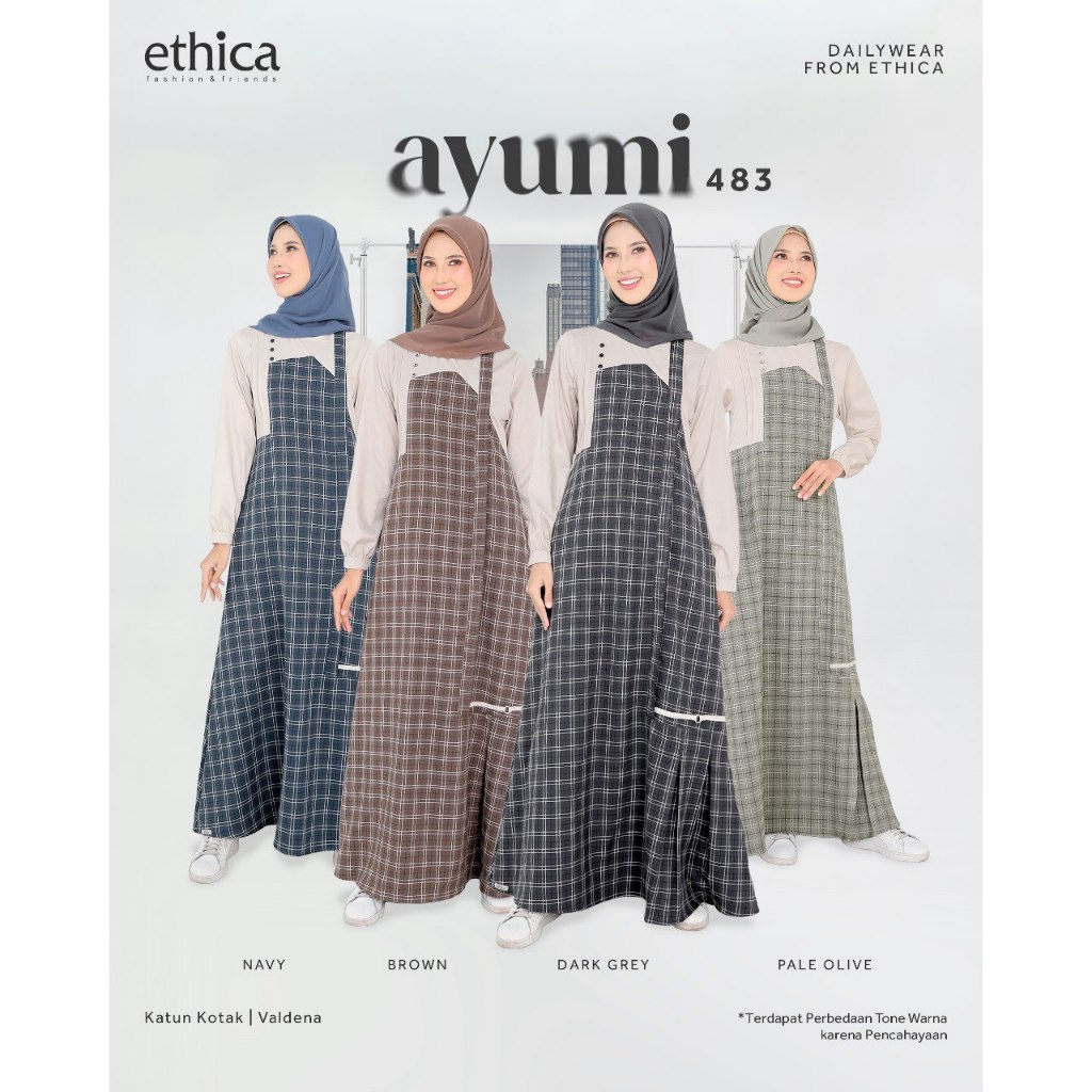 TERMURAH AYUMI 483 GAMIS CANTIK SIMPLE KEKINIAN TERBARU BY ETHICA