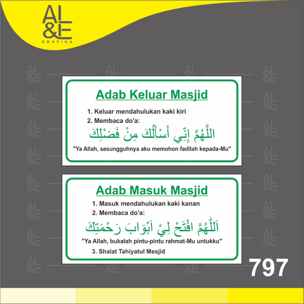 

797 - Stiker Adab Masuk dan Keluar Masjid, Sticker Vinyl, Premium dan Tahan Air