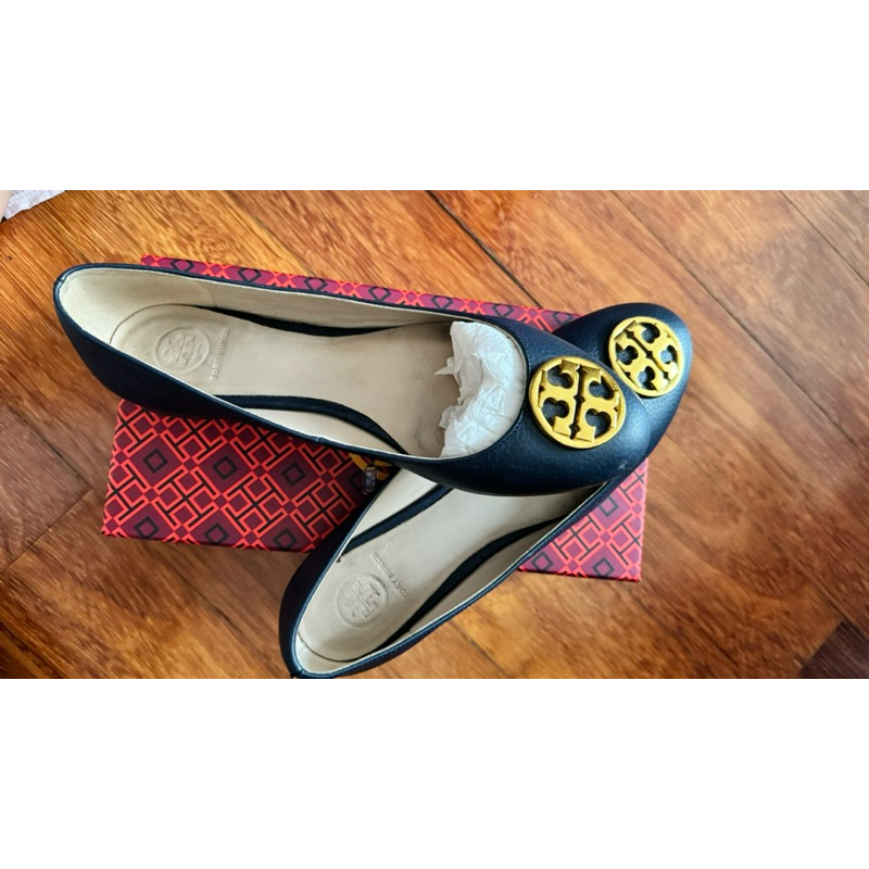 tory burch flat shoes navy preloved