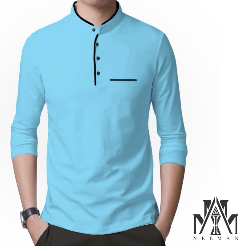 Kaos polo kerah Shanghai saku lengan panjang