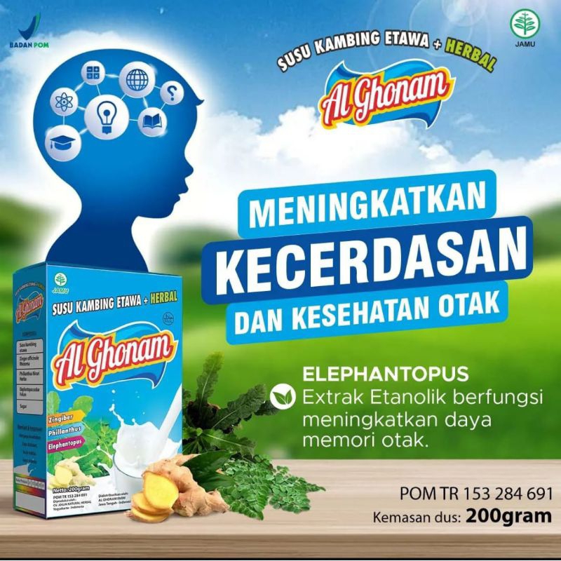 

SUSU KAMBING ETAWA AL GHONAM 200gr ORIGINAL PLUS HERBAL MENINGKAT KECERDASAN OTAK ANAK LEBIH SEHAT