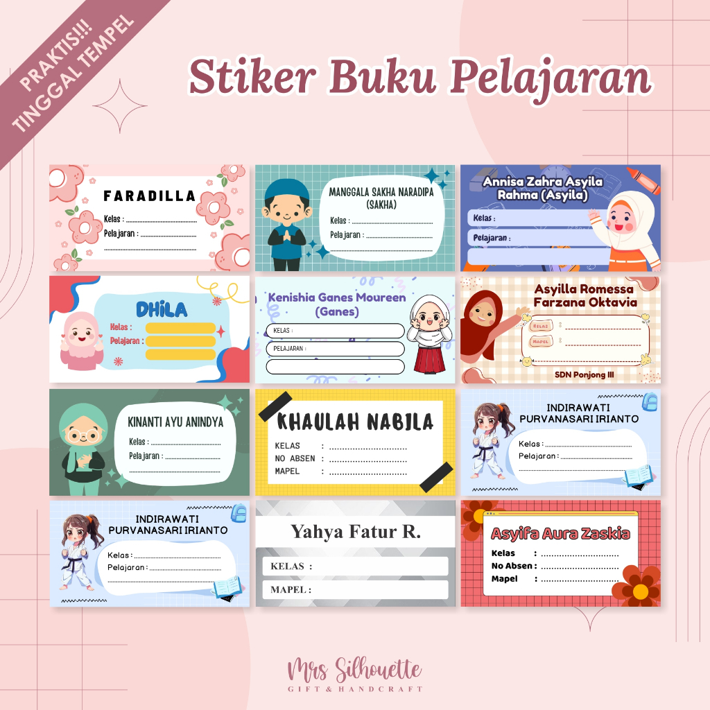 

[ISI 20] STIKER BUKU PELAJARAN / LABEL NAMA / MAPEL / SEKOLAH / MATA PELAJARAN /ANAK