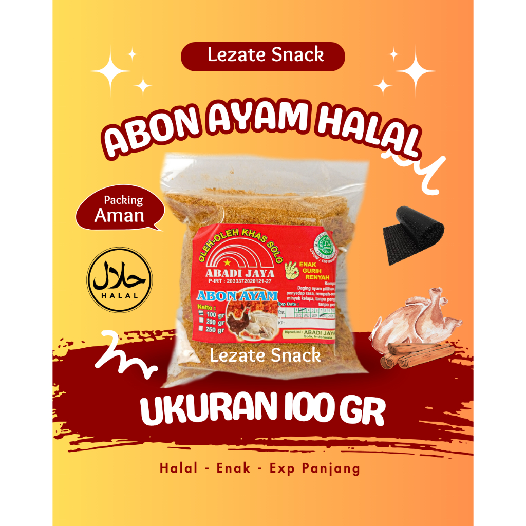 

Abon Ayam Asli 100gr Enak Gurih Murah / Abon Ayam Mpasi Bayi Lembut / Abon Ayam Kiloan Jogja Karwati Tunggal Roso