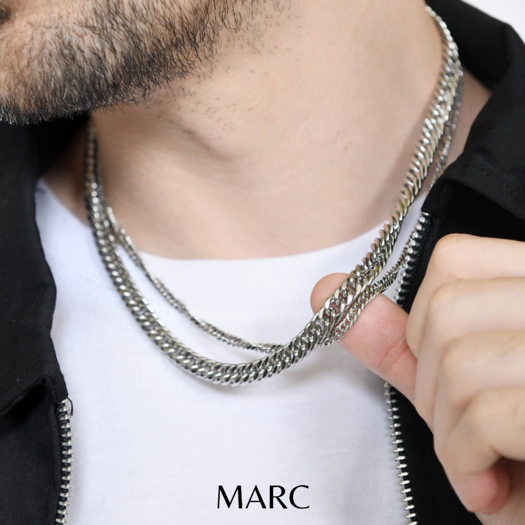 Kalung Pria Titanium Rantai Ulir Rumbai Kecil Besar Anti Karat Luntur Silver / Kalung Titanium Ranta
