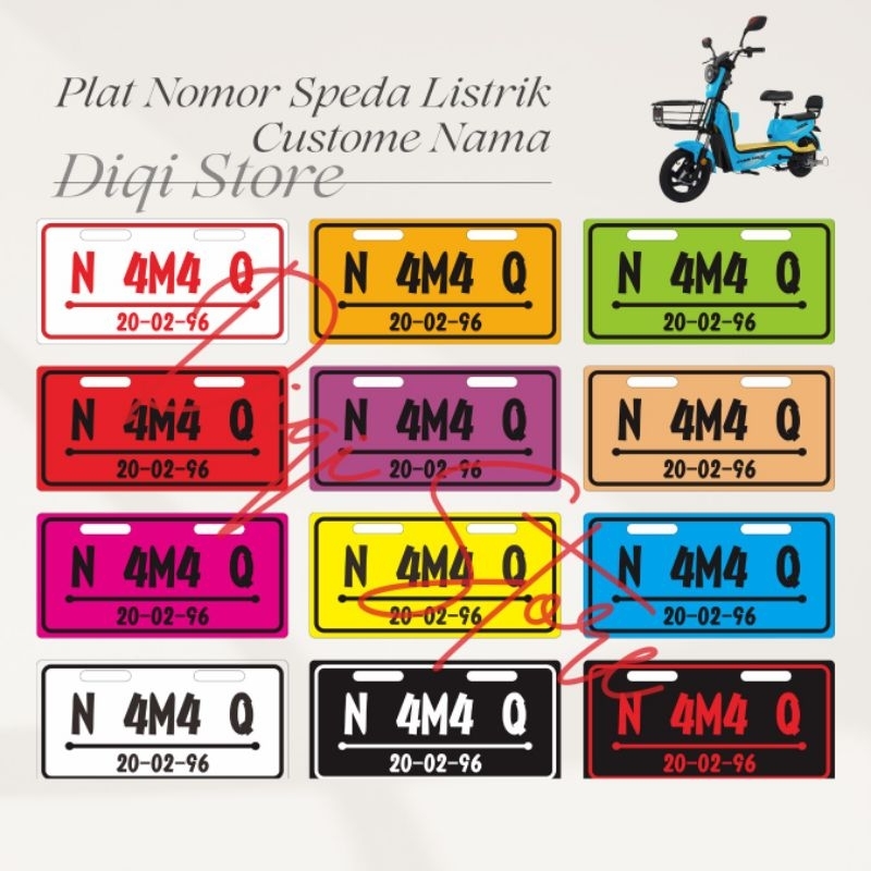 Plat Nomor Speda Listrik / Plat Speda Listrik Custome