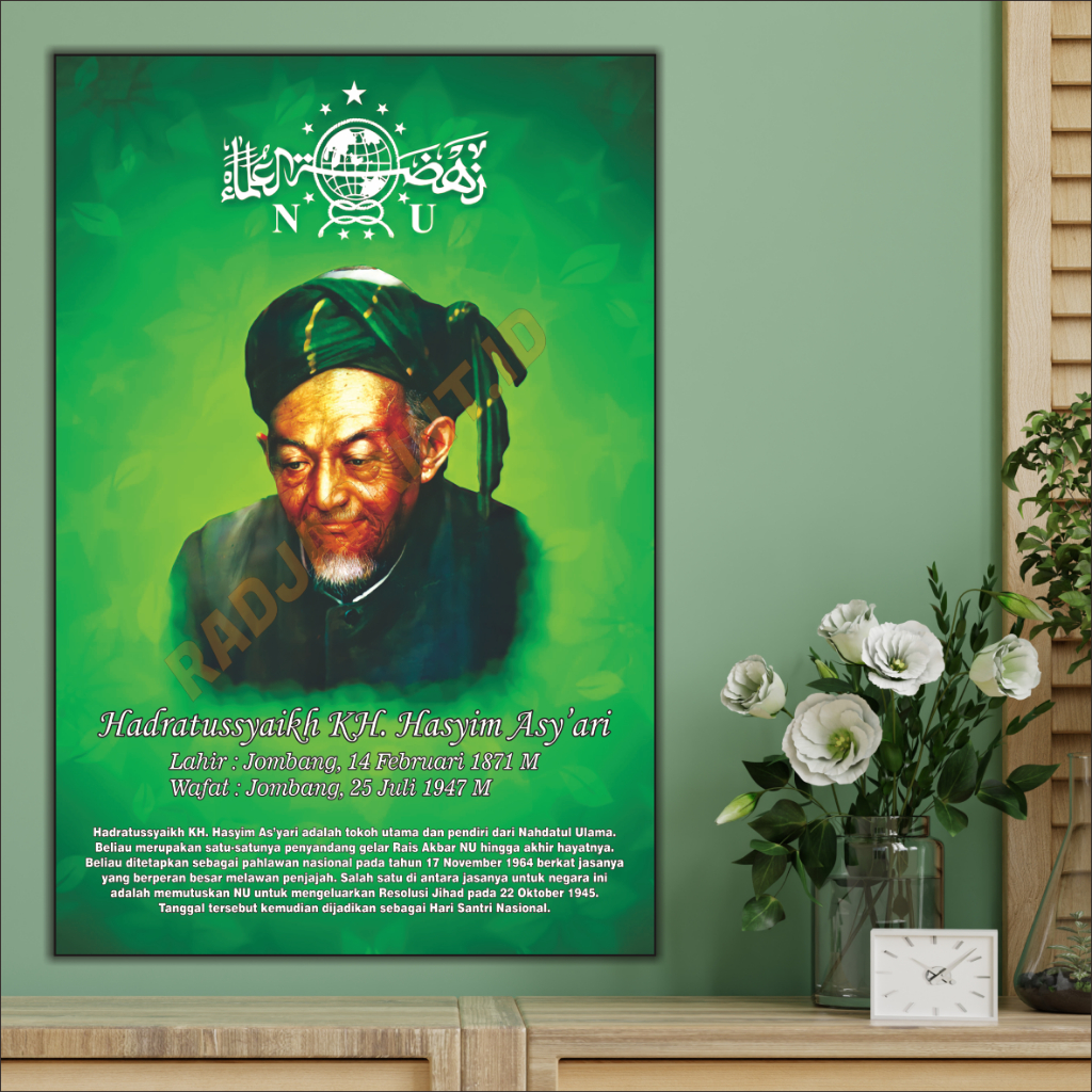 Radja Print Foto Ulama NU 20x30 CM Poster Ulama Nusantara Sudah Termasuk Bingkai Papan MDF