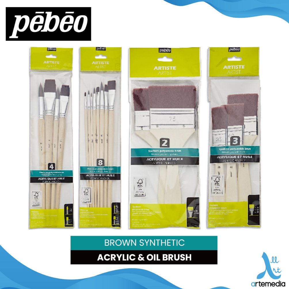 

KODE O2U3 Pebeo Brown Synthetic Oil and Acryllic Brush Set