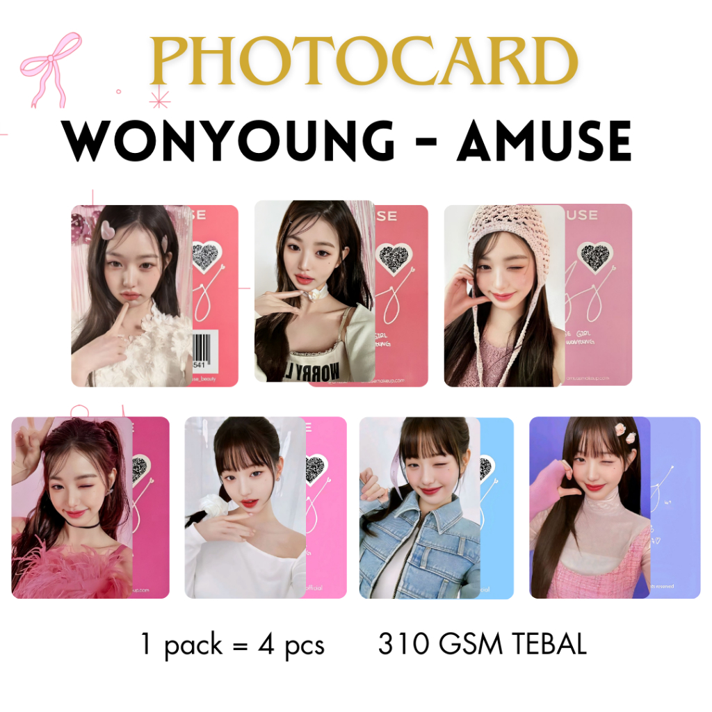 Photocard Wonyoung X Amuse Lip  (Isi 4 PCS)- Photocard Premium 2 sisi Ive Wonyoung Amuse Lip