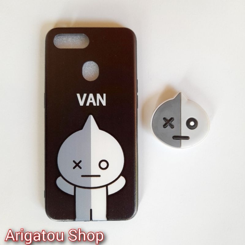 Oppo A11k A12 A5S A7 F9 Case Softcase Fuze Plus Pop Socket Karakter Kartun