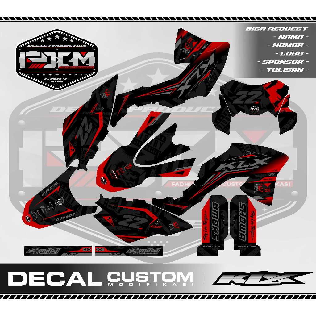 DECAL KLX BF MERAH HITAM SKULL KEREN ( FULL CUSTOM / FULL BODY / BEBAS DESAIN / BEBAS REQUEST ) STIC