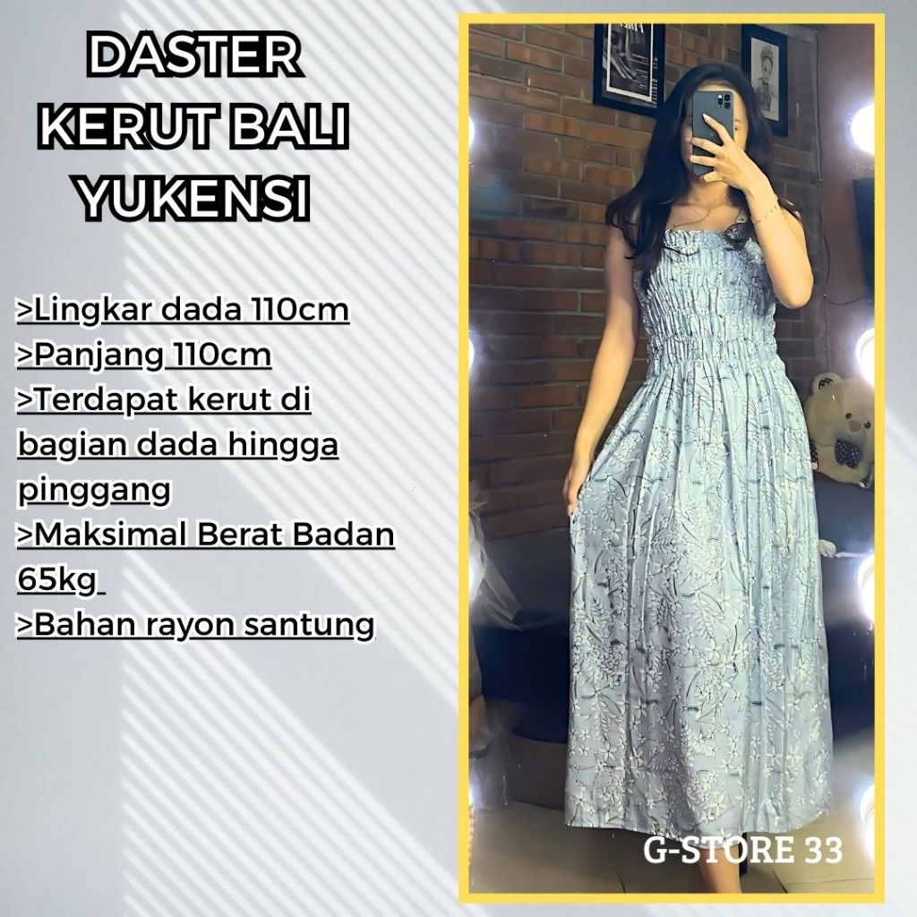 Daster Rayon/Daster Bali Kerut Smok Yukensi/Daster Wanita Kerut/Daster Murah LD110/Kain Rayon Santun
