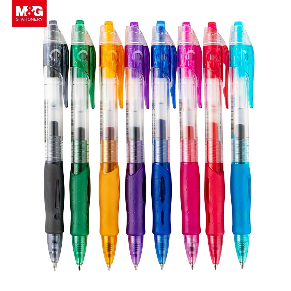 

M&G Pulpen Gel Retractable Gel Pen 8 Warna 0.7 mm Comfort Rubber Grip - Bolpoin Rainbow - ATJ