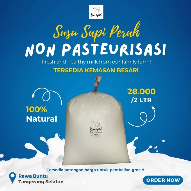 

SUSU SAPI MURNI SEGAR NON PASTEURISASI/MENTAH KEMASAN 2 LITER