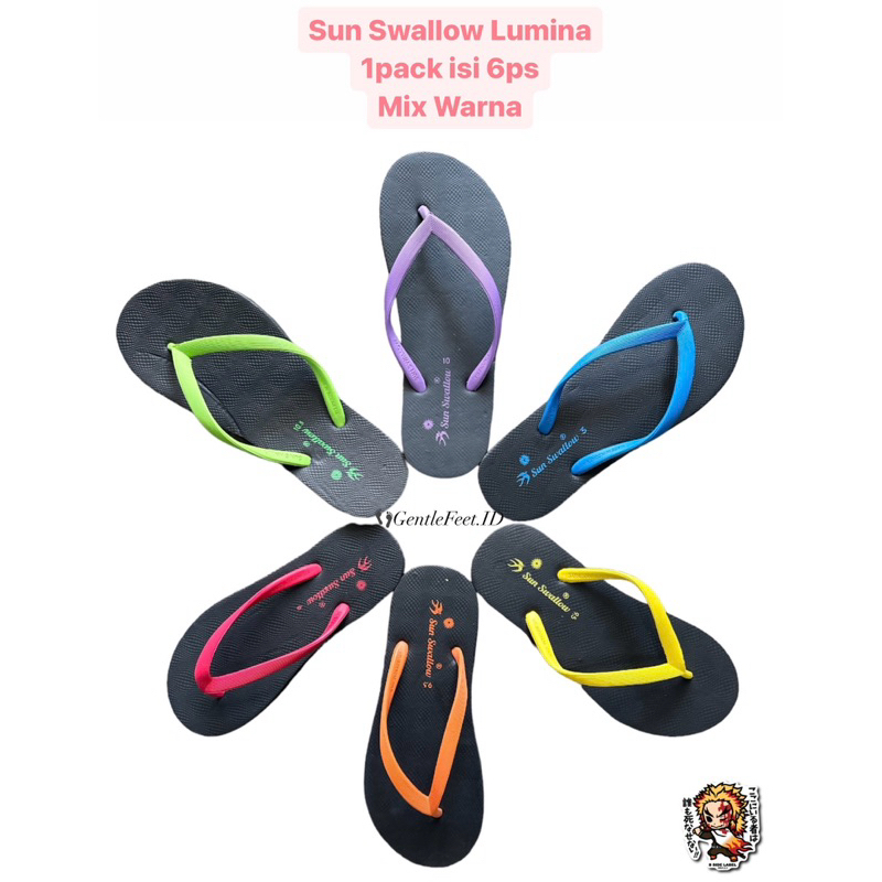 SunSwallow Lumina Premium Sandal Japit Cewek Hitam Sun Swallow Sendal Jepit Swalow Pantai Santai