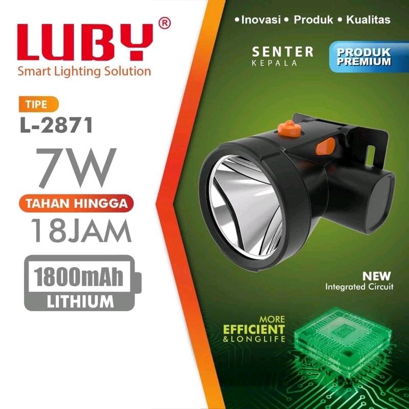 Senter Kepala LUBY 2871 / L 2871 / L-2871 / Headlamp LUBY 7 watt / Headlamp Luby 7w / Senter Kepala 