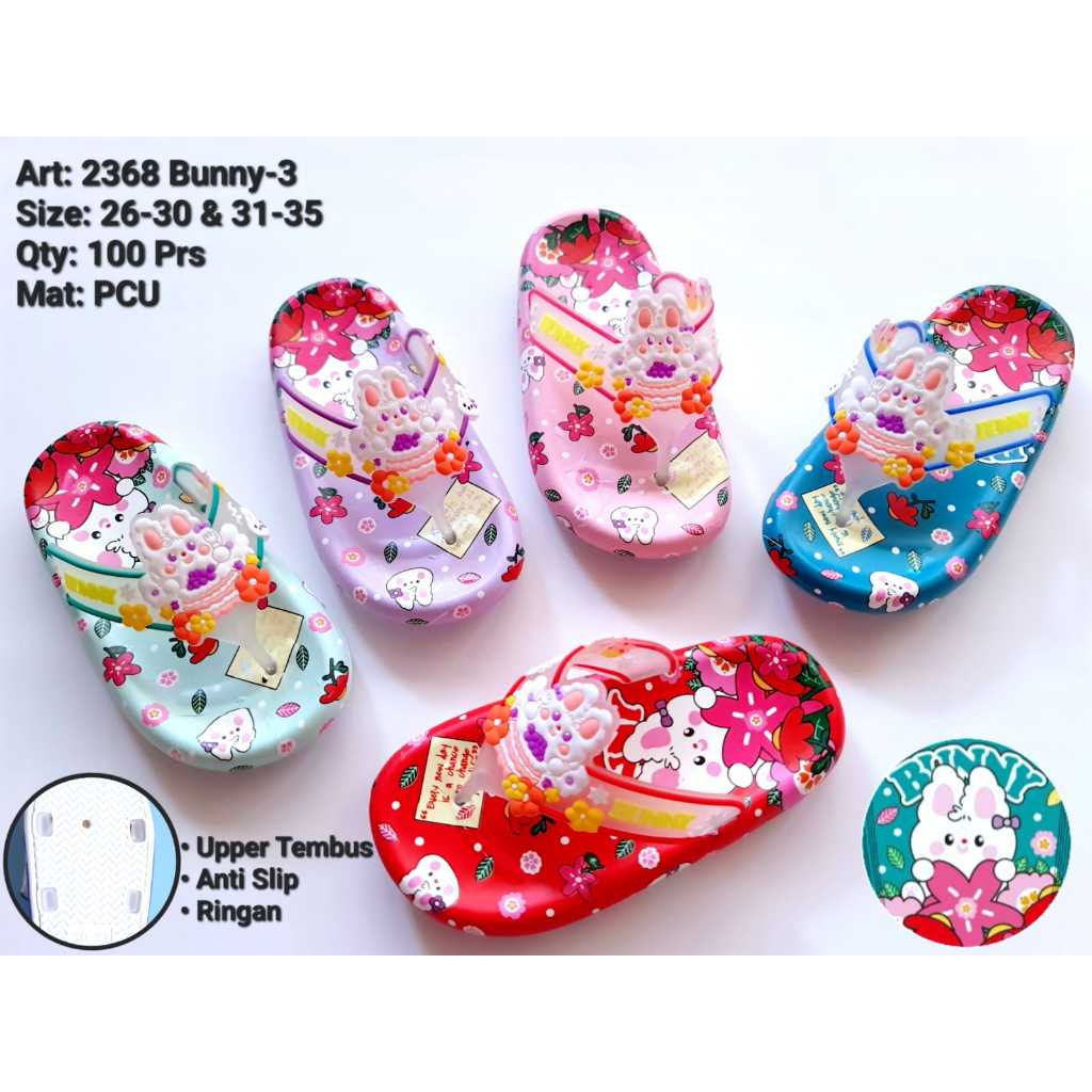 SANDAL JEPIT KARAKTER ANAK PEREMPUAN JELLY BUNNY