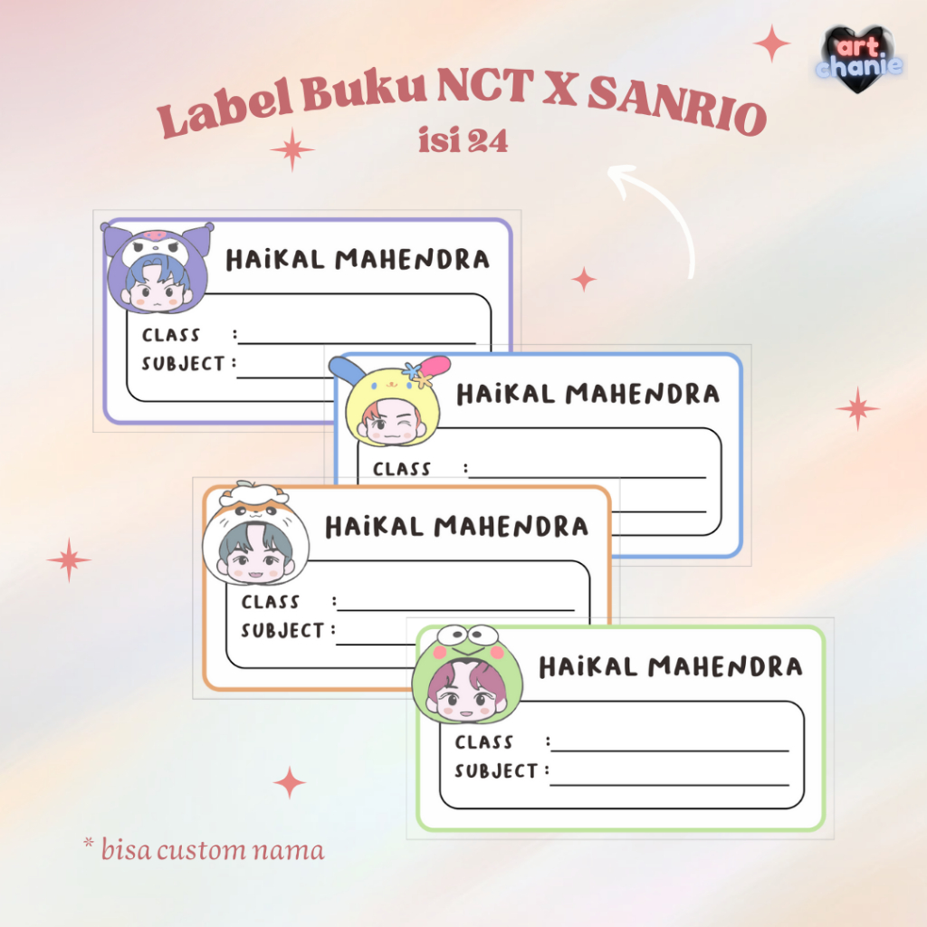 

[COD] NCT X SANRIO LABEL BUKU || Stiker Nama Custom