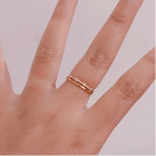 CINCIN 2 LAYER PERMATA SIMPEL EMAS ASLI